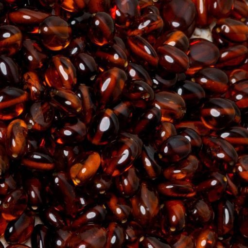 Amber beads oval dark cognac 1