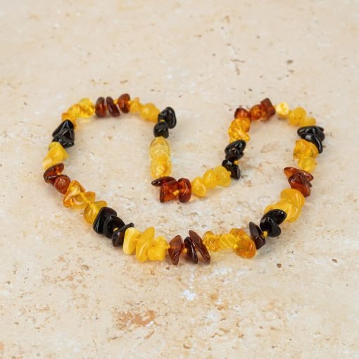 Teething necklace chips amber beads mix