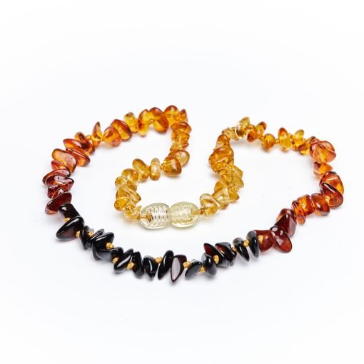 Teething necklace chips amber beads rainbow