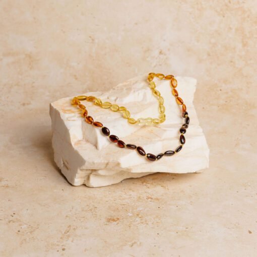 Amber necklace oval rainbow