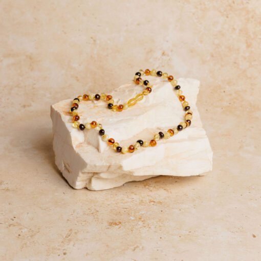 Amber necklace baroque multicolor