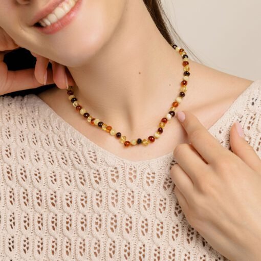 Amber necklace baroque multicolor 1