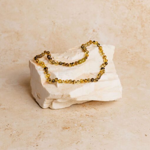 Amber necklace baroque green