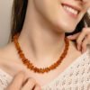 Amber necklace chips cognac 1