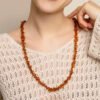 Amber necklace chips 90 cm cognac 1