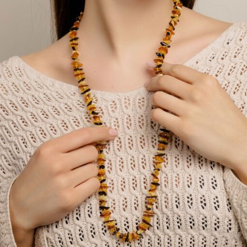 Amber necklace chips 90 cm multicolor 1