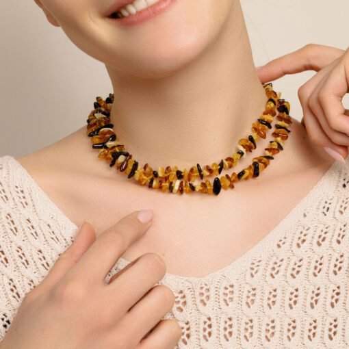 Amber necklace chips 90 cm multicolor 2