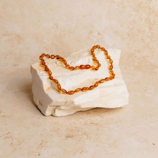 Amber necklace oval cognac