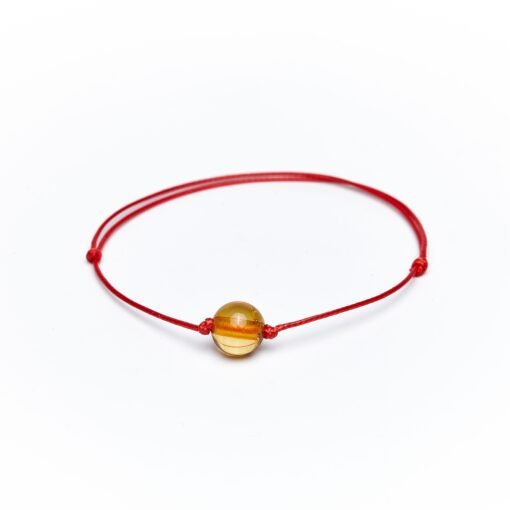 Amber bracelet red string honey