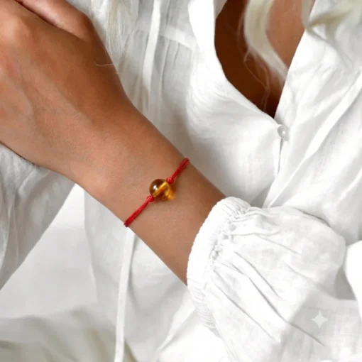 Amber bracelet red string honey 1