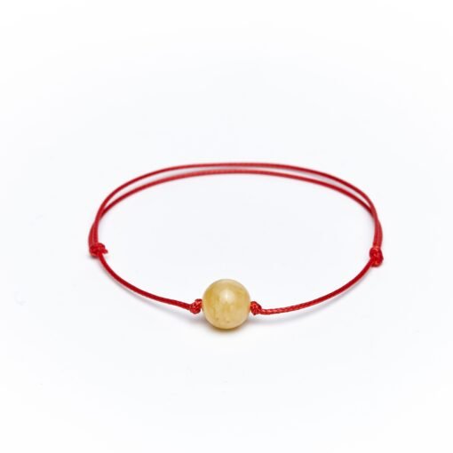 Amber bracelet red string milky