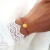 Amber bracelet red string milky 1