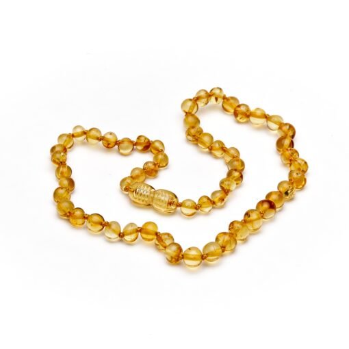 Teething necklace baroque amber beads honey