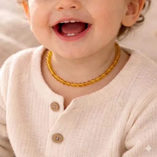 Teething necklace baroque amber beads honey 1
