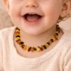 Teething necklace chips amber beads multi