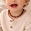 Teething necklace oval cognac