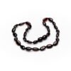 Teething necklace oval amber beads cherry