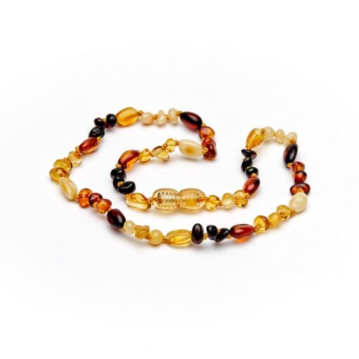 Teething necklace mixed amber beads multicolor