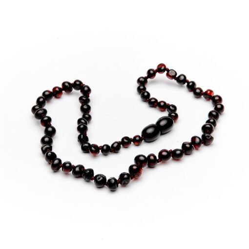 Teething necklace baroque amber beads cherry