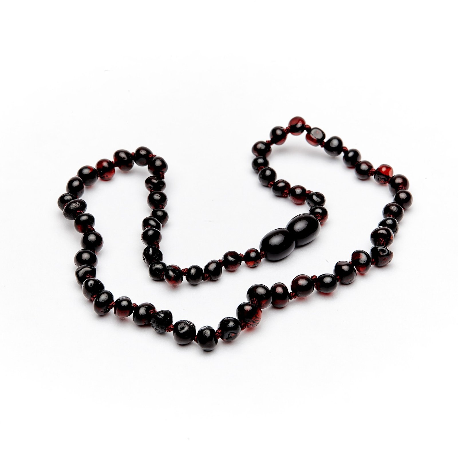 Teething necklace baroque amber beads cherry