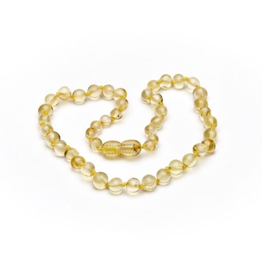 Teething necklace baroque amber beads lemon