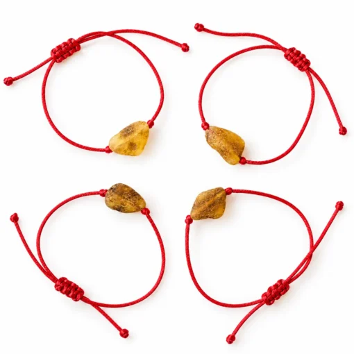 Red string bracelet with raw amber 2