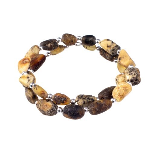 Amber bracelet oval amber beads raw green